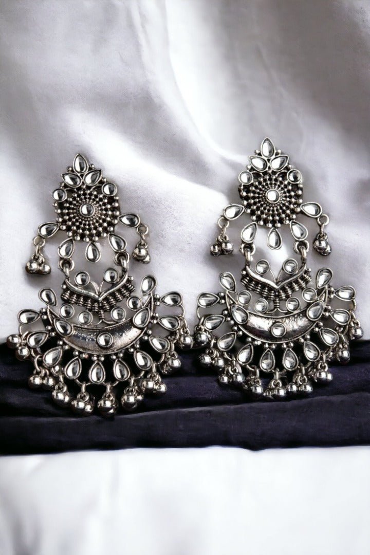 Silver Plated American Diamond Studded Hoop Shaped Bali Earrings – Priyaasi